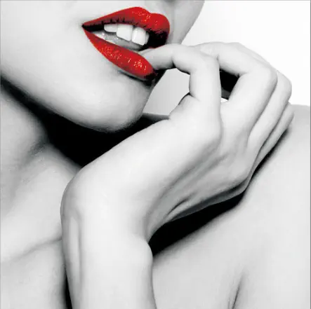 woman with red lips